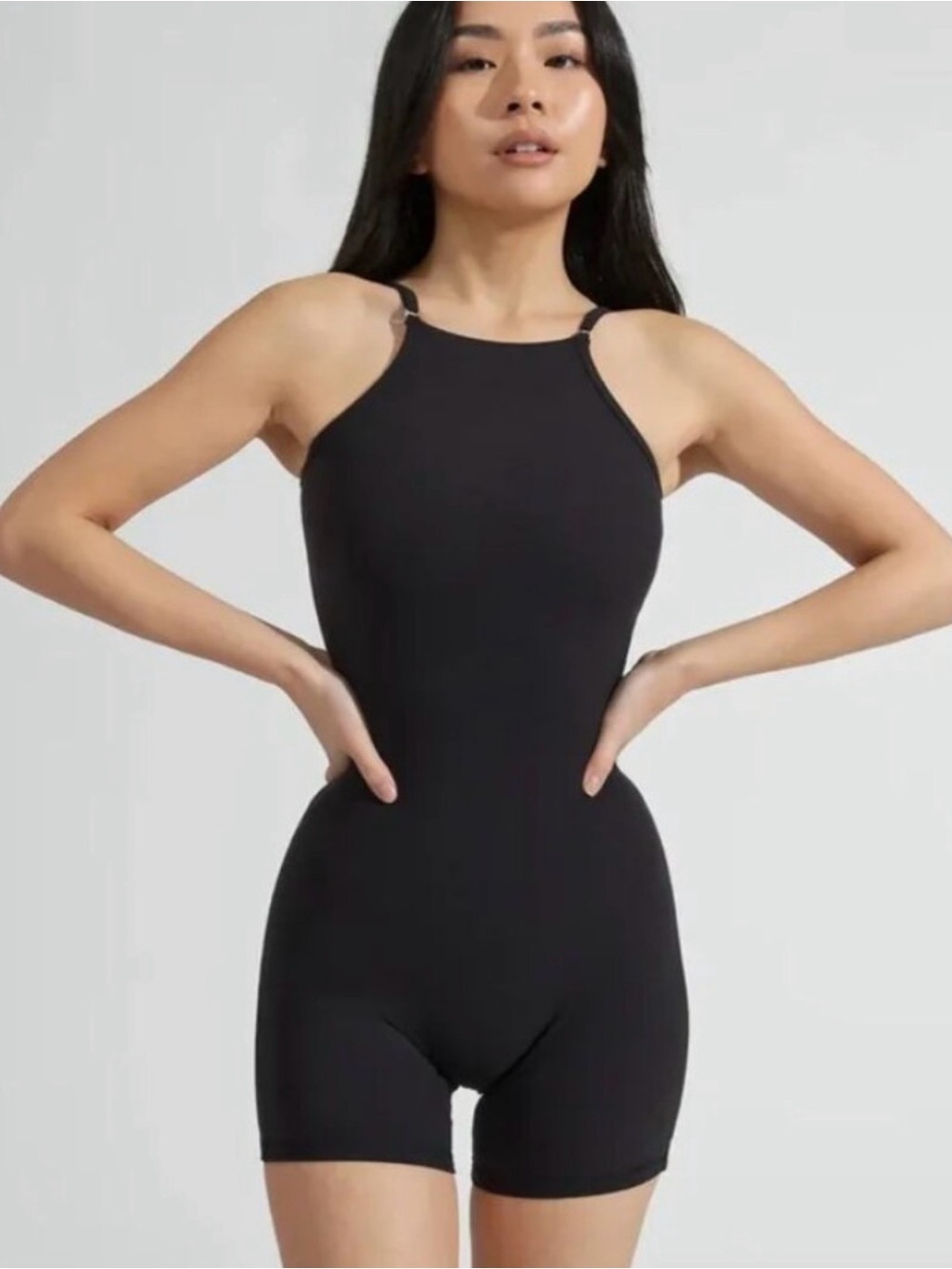 Brown High-Neck Seamless Bodysuit Romper